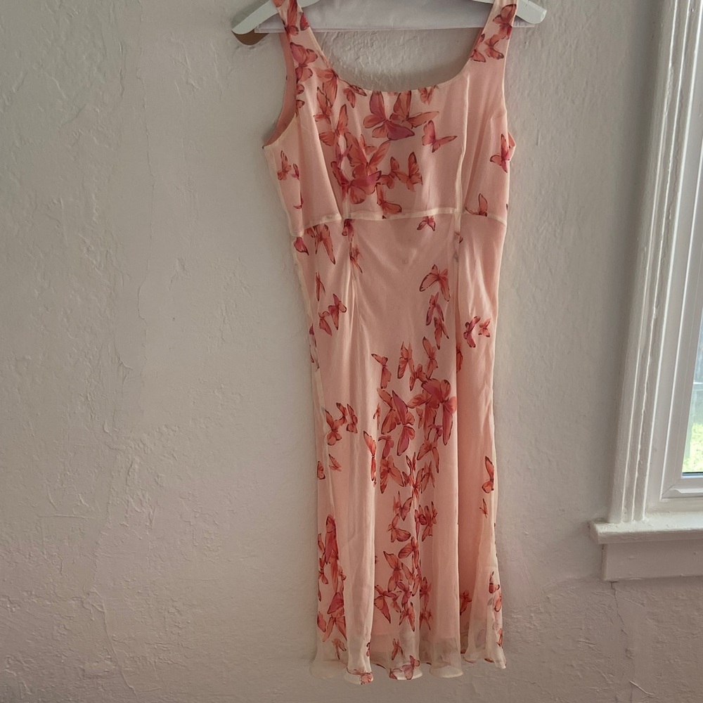 Vintage Silk Pink Butterfly Dress